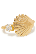 Mini Shell Ring, 18K Gold-Plated Brass & Crystals